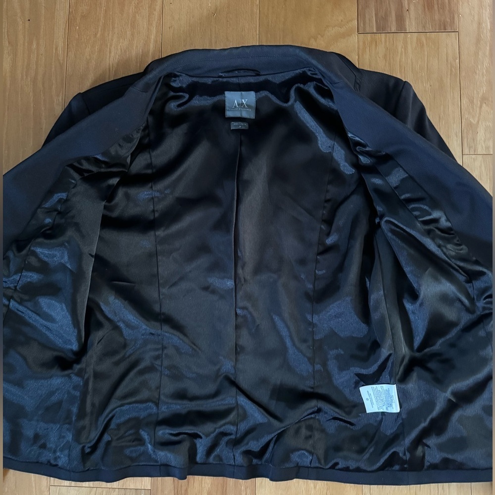 Armani Exchange Academia Collegiate School Crest Patch 3/4 Sleeve Blazer Jacket - Picture 5 of 13